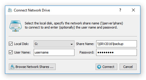DupScout Server Connect Network Drive